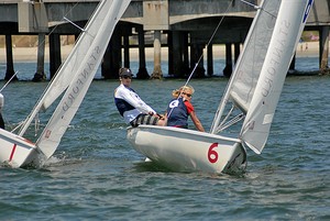 Charlie Buckingham and crew Ashley Phillips of Georgetown University accelerate their boat in the Eastern fleet - ICSA Coed National Eastern and Western Semifinal Championships photo copyright Glennon Stratton http://ww.GTSphotos.com taken at  and featuring the  class