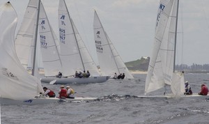 Most crews chose to go inshore for the first part of the work back up to the top. Here Sinclair leads a group that way. -  2011 Etchells NSW State Championships photo copyright  John Curnow taken at  and featuring the  class