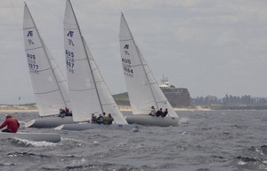 Heading back uphill past another Newcastle landmark - Nobbys - which will be open to the public soon! - 2011 NSW Etchells State Championships photo copyright  John Curnow taken at  and featuring the  class