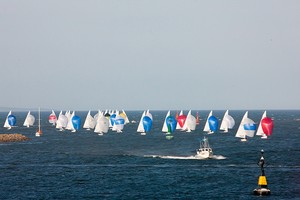 The fleet returns under kite into Newcastle Harbour on Friday. - 2011 Thrifty Etchells NSW State Championships photo copyright Kylie Wilson Positive Image - copyright http://www.positiveimage.com.au/etchells taken at  and featuring the  class
