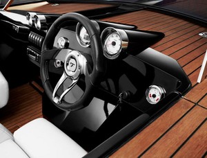 The dash is reminiscent of a classic European sportscar. Yeah baby. photo copyright Premier Marine taken at  and featuring the  class
