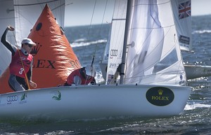 Belcher and Page in the 470 men's medal race in Miami - Photo Rolex-Daniel Forster photo copyright  Rolex/Daniel Forster http://www.regattanews.com taken at  and featuring the  class
