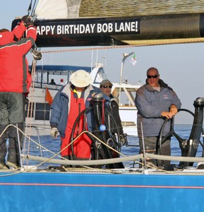 Not enough breeze to blow out the candles for Bob Lane (r. - 64th Newport to Ensenada photo copyright Rich Roberts http://www.UnderTheSunPhotos.com taken at  and featuring the  class