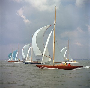 Circa 1966. Cowes Week, Isle of Wight. Dragon One Class photo copyright Eileen Ramsay / PPL http://www.pplmedia.com taken at  and featuring the  class