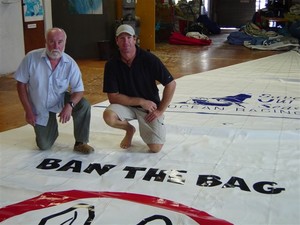 Ian Broad from Hood Sails Australia with Ian Thomson and Brindabella&rsquo;s new mainsail photo copyright SW taken at  and featuring the  class
