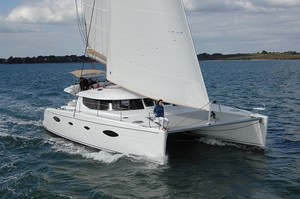 Fountaine Pajot Salina48 Evolution sails beautifully along the coast and out on the wide blue ocean - Multihull Solutions: photo copyright Multihull Solutions http://www.multihullsolutions.com.au/ taken at  and featuring the  class