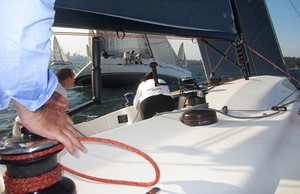 Taking the boat end slot - Sydney Yachts GTS43 photo copyright Crosbie Lorimer http://www.crosbielorimer.com taken at  and featuring the  class