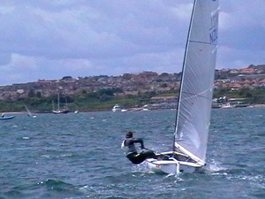 Dan Slater sailing upwind on one of the lighter days at Weymouth 2011 photo copyright Dan Slater taken at  and featuring the  class