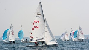 Mathew Belcher and Malcolm Page racing on day three in Hyeres - Photo Victor Kovalenko - Semaine Olympique Francais photo copyright  Victor Kovalenko taken at  and featuring the  class