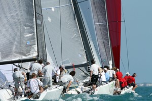 (From right to left) Bob Hughes |Heartbreaker, Doug Douglas | Goombay Smash and Alex Jackson | Leenabarca - Key West Race Week photo copyright JOY / IM32CA http://melges32.com/ taken at  and featuring the  class