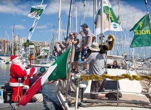 Santa visiting ONELIFE crew, Alberto Biffignandi, ITALY - Rolex Sydney Hobart Yacht Race 2011 photo copyright  Rolex/Daniel Forster http://www.regattanews.com taken at  and featuring the  class