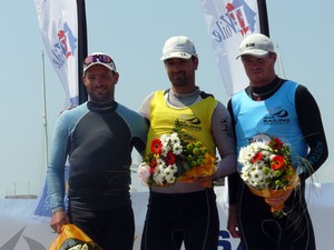 Tom Slingsby (R) on the Laser podium - Semaine Olympique Francais 2011 photo copyright  DPPI - FFV taken at  and featuring the  class
