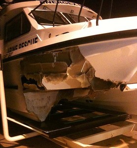 Damage to rescue vessel - photo by Tony Hawkins photo copyright  SW taken at  and featuring the  class