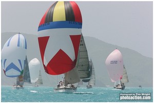 The distinctive spinnaker of Antiguan boat Hugo B - 44th Antigua Sailing Week photo copyright  Tim Wright / Photoaction.com http://www.photoaction.com taken at  and featuring the  class