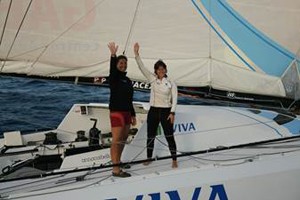 Dee Caffari and Anna Corbella onboard Gaes Centros Auditivos - Barcelona World Race photo copyright K. Morgan/Full Emotions taken at  and featuring the  class
