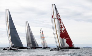 Four of the five AC45&rsquo;s sailing on Hauraki Gulf - 23 March 2011 photo copyright Ivor Wilkins/www.americascup.com www.americascup.com taken at  and featuring the  class