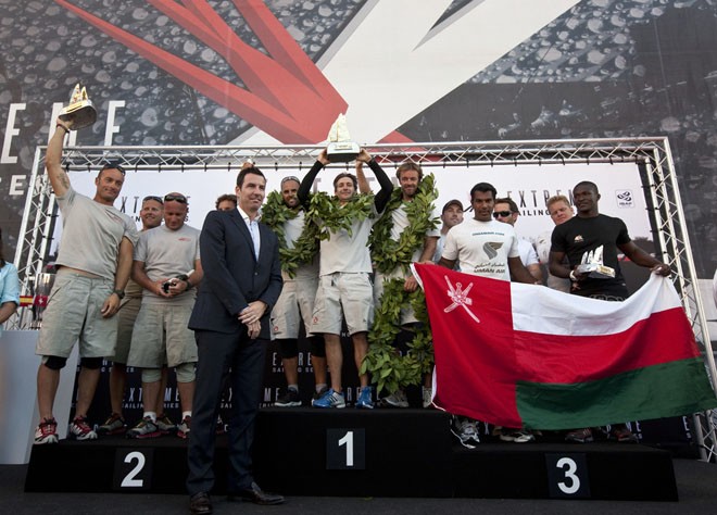 Alinghi took first, with Luna Rossa in second and Oman Air in third - Extreme Sailing Series Act 8 2011 © Lloyd Images http://lloydimagesgallery.photoshelter.com/