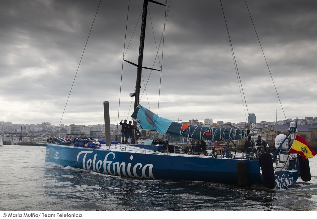 Team Telefonica arrives in Sanxenxo after 3 months of training in Lanzarote. photo copyright Maria Muina/Equipo Telefonica taken at  and featuring the  class
