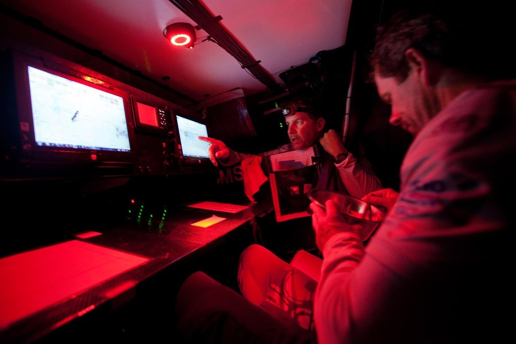 Brad Jackson and Ken Read at the nav station. PUMA Ocean Racing powered by BERG during Leg 1 of the Volvo Ocean Race 2011-12 photo copyright Amory Ross/Puma Ocean Racing/Volvo Ocean Race http://www.puma.com/sailing taken at  and featuring the  class