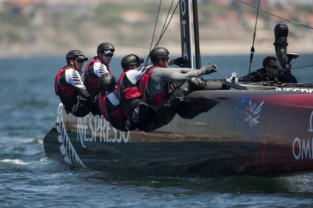 Emirates Team NZ  - Training Day, Cascais, Portugal 2 August 2011 photo copyright ACEA - Photo Gilles Martin-Raget http://photo.americascup.com/ taken at  and featuring the  class