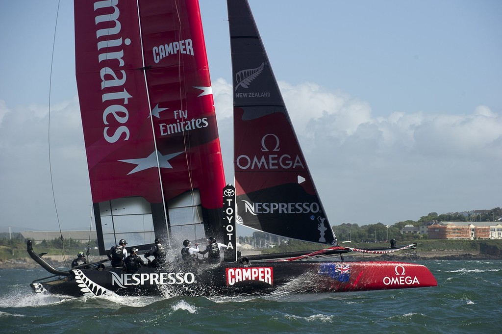 Emirates Team New Zealand, race four of the America's Cup World Series preliminaries on day two in Plymouth. 11/9/2011 photo copyright Chris Cameron/ETNZ http://www.chriscameron.co.nz taken at  and featuring the  class