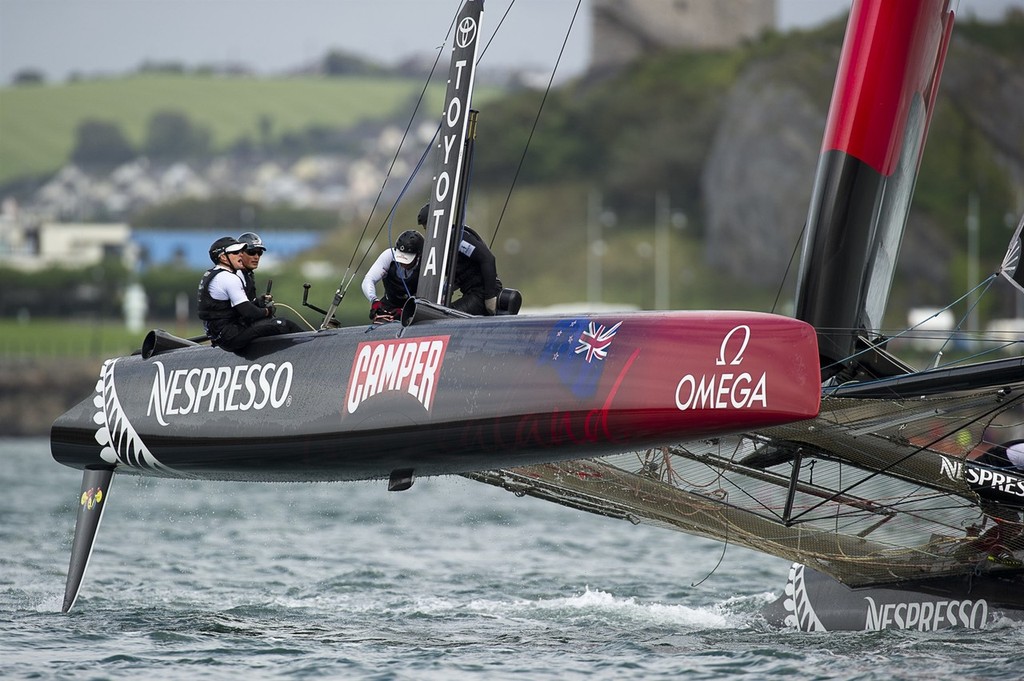 Emirates Team New Zealand in the final fleet race of the America's Cup World Series in Plymouth. 18/9/2011 photo copyright Chris Cameron/ETNZ http://www.chriscameron.co.nz taken at  and featuring the  class