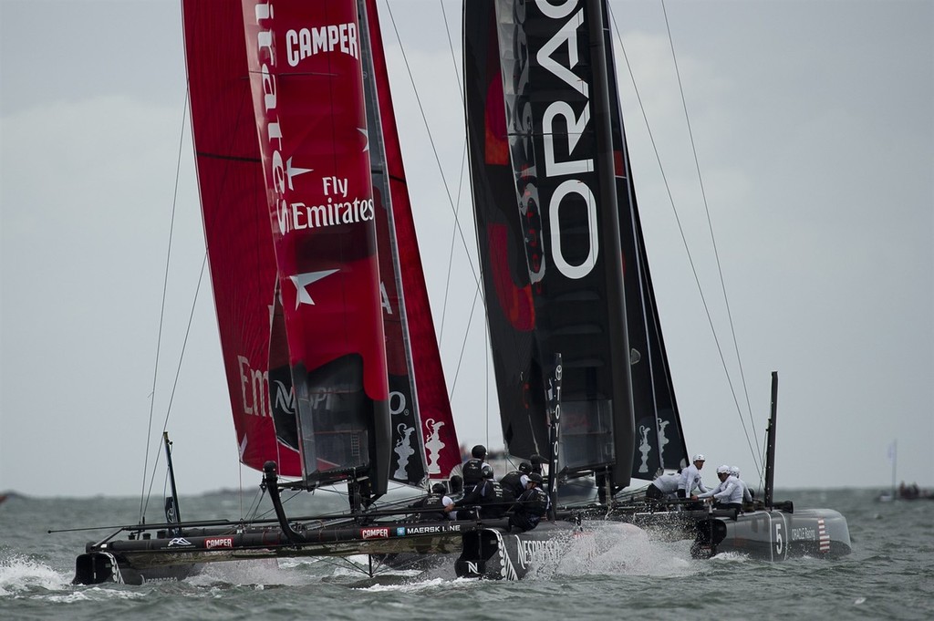 Emirates Team New Zealand in the final fleet race of the America's Cup World Series in Plymouth. 18/9/2011 photo copyright Chris Cameron/ETNZ http://www.chriscameron.co.nz taken at  and featuring the  class