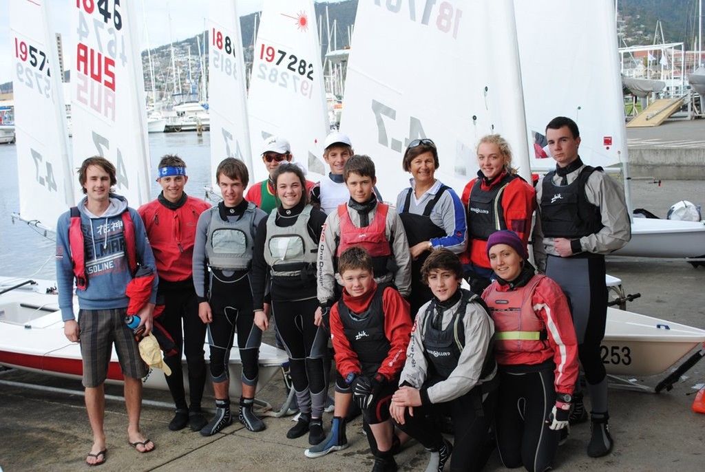 Three times Australian Olympic sailor Karyn Gojnich with some of theLaser 4.7 sailors she is coaching over the weekend photo copyright  Andrea Francolini Photography http://www.afrancolini.com/ taken at  and featuring the  class