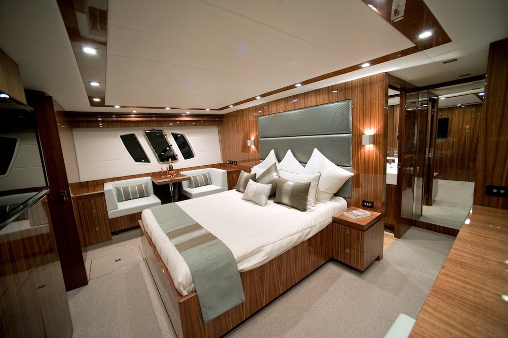 Full beam master stateroom is an owners oasis photo copyright New Ocean Yachts Keith Hanson www.newoceanyachts.com.au taken at  and featuring the  class