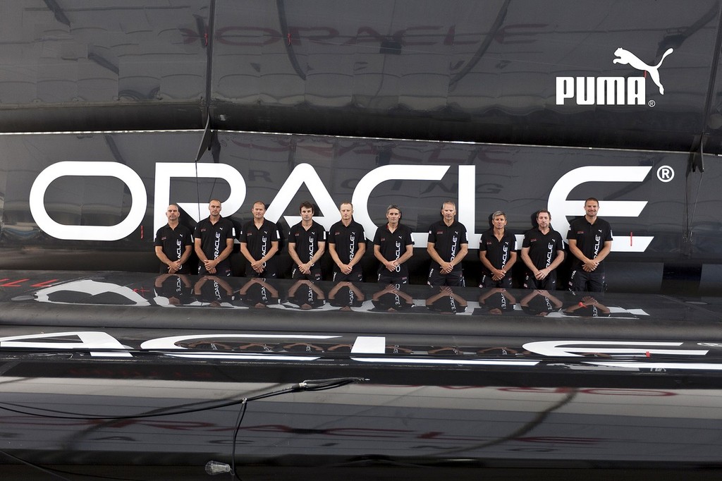 04/08/2011 - Cascais (POR) - Americas's Cup World Series - ORACLE Racing - Puma Annoucement - Sailing Team - 34th America’s Cup photo copyright Guilain Grenier Oracle Team USA http://www.oracleteamusamedia.com/ taken at  and featuring the  class