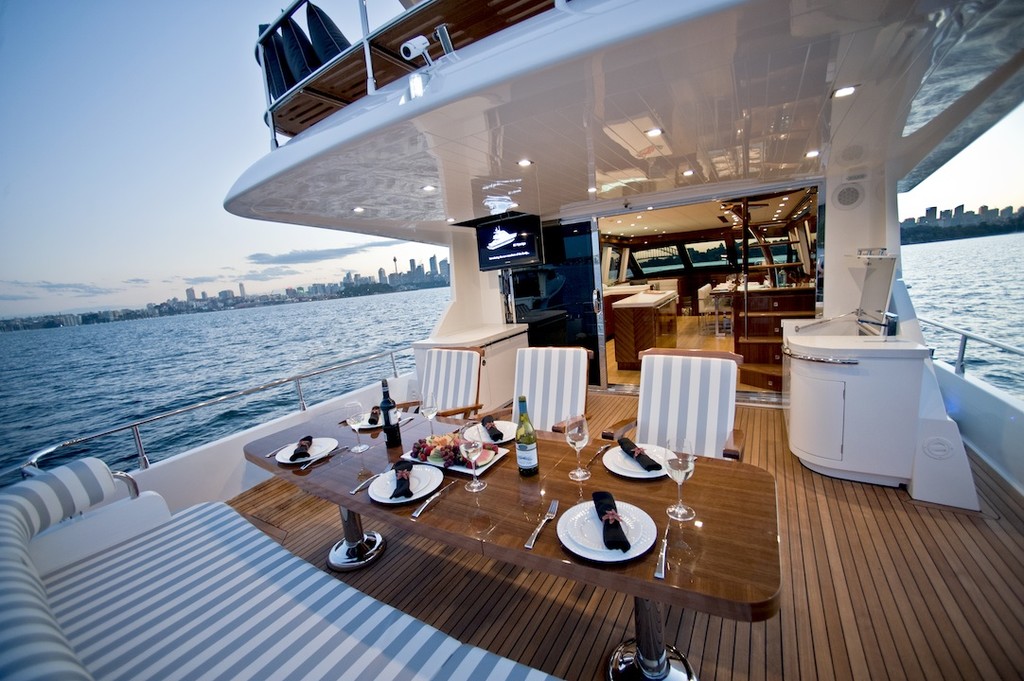 Huge euro insprired cockpit layout extends the al fresco dining experience photo copyright New Ocean Yachts Keith Hanson www.newoceanyachts.com.au taken at  and featuring the  class