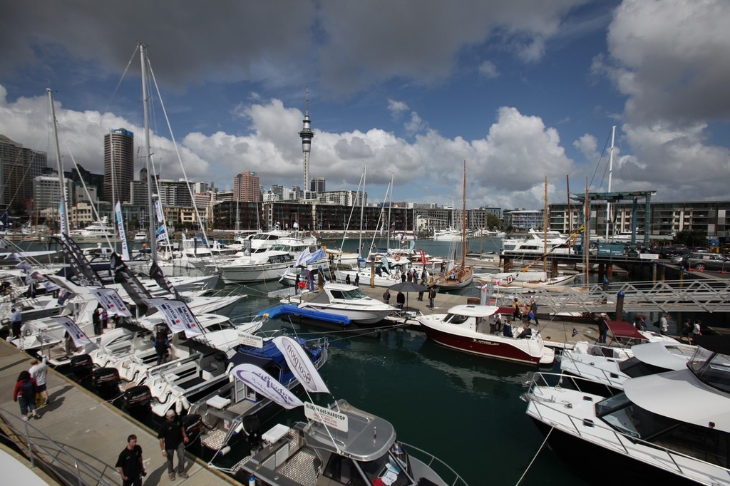 Boats on display at the Viaduct Harbour, Auckland International Boat Show © SW