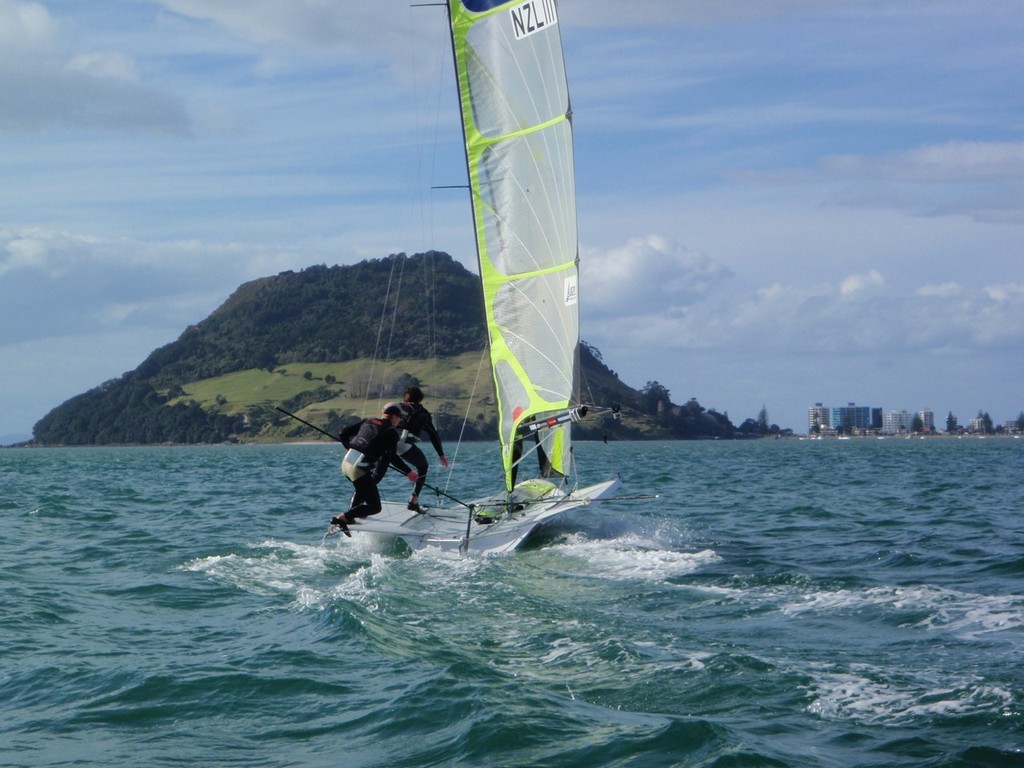 2012 Olympic aspirants in the 49er class, Peter Burling and Blair Tuke training on Tauranga Harbour photo copyright Burling Media taken at  and featuring the  class