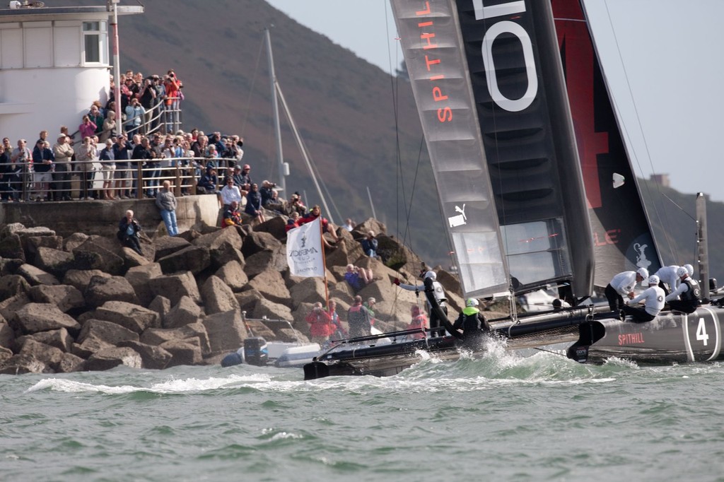 16/09/2011 - Plymouth (UK) - 34th America's Cup - AC World Series - Plymouth 2011 -  Race Day 5 - Plymouth(UK)-34th America's Cup-AC World Series-Plymouth 2011-Race Day 5 photo copyright ACEA - Photo Gilles Martin-Raget http://photo.americascup.com/ taken at  and featuring the  class