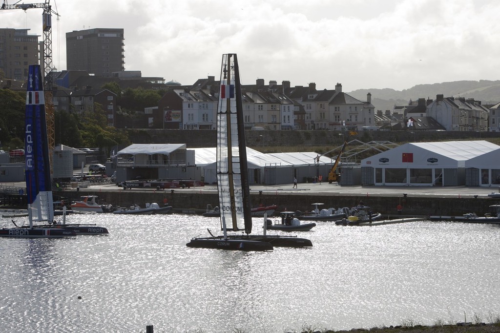 05/098/2011 - Plymouth (UK) - 34th America's Cup - AC World Series - Plymouth 2011 - monday Training - Myllbay Dock photo copyright ACEA - Photo Gilles Martin-Raget http://photo.americascup.com/ taken at  and featuring the  class