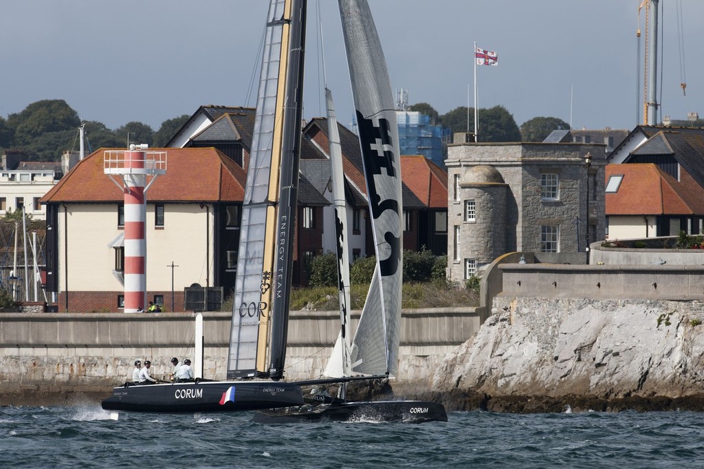 05/098/2011 - Plymouth (UK) - 34th America&rsquo;s Cup - AC World Series - Plymouth 2011 - Monday Training photo copyright ACEA - Photo Gilles Martin-Raget http://photo.americascup.com/ taken at  and featuring the  class