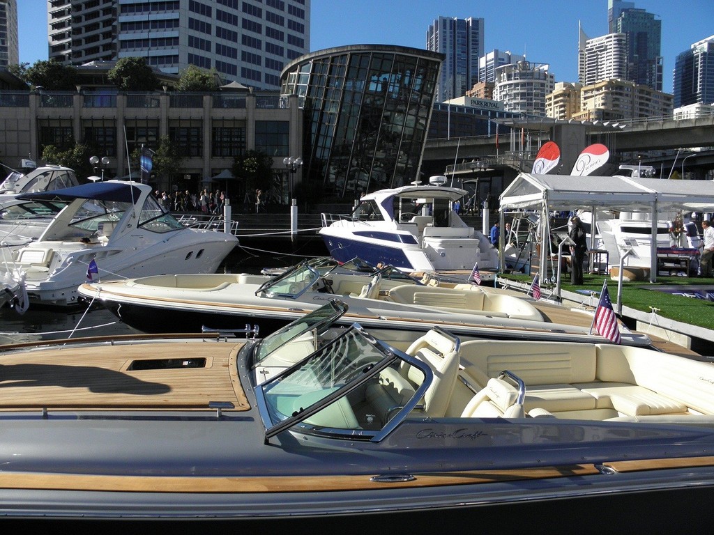 Chris-Crafts in the foreground, Regal in the rear at the impressive Premier Marine display at the Sydney International Boat Show. - Premier Marine photo copyright Premier Marine . taken at  and featuring the  class