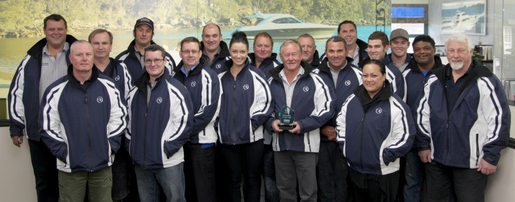 R Marine New Zealand team with 2011 Dealer of the Year Award photo copyright Riviera . http://www.riviera.com.au taken at  and featuring the  class