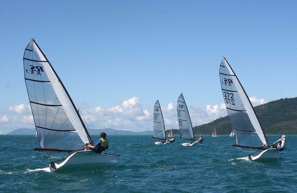RS100 - four boats heading upwind on Port Stephens photo copyright performance Sailcraft Australasia (PSA) Media taken at  and featuring the  class