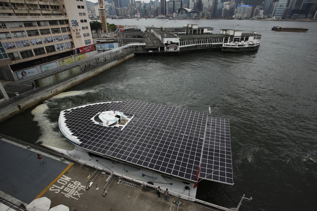 TURANOR PlanetSolar. Moored at Ocean Terminal, Hong Kong photo copyright Guy Nowell http://www.guynowell.com taken at  and featuring the  class