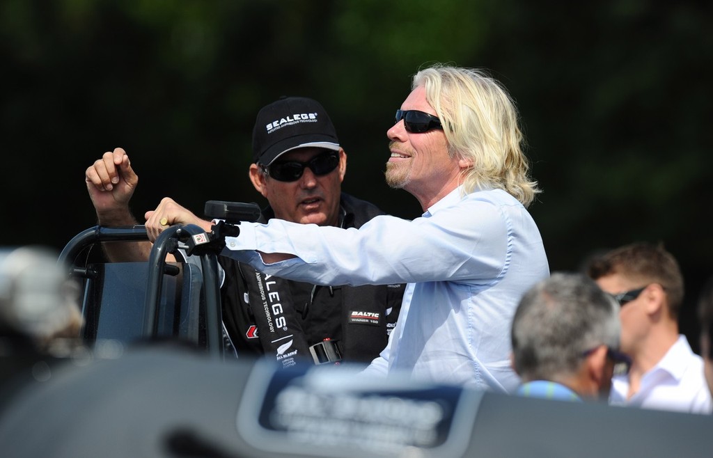 Richard Branson test drives an amphibious Sealegs boat in Waitemata Harbour off Takapuna Beach, on October 21, 2011 in Auckland, New Zealand. photo copyright Getty Images taken at  and featuring the  class