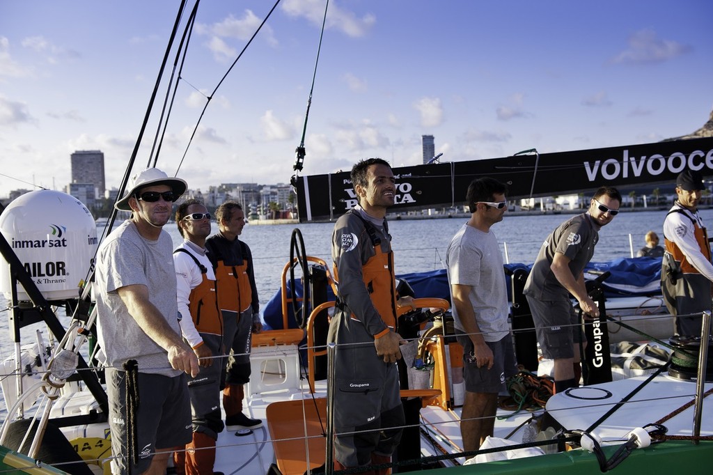 SPAIN, Alicante. 26th September 2011. Groupama Sailing Team, skippered by Franck Cammas arrives into the start city of Alicante, prior to the start of the Volvo Ocean race 2011-12. (Credit: PAUL TODD/Volvo Ocean Race) photo copyright Volvo Ocean Race/Paul Todd taken at  and featuring the  class