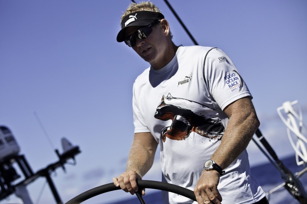 Tony Mutter at the helm. PUMA Ocean Racing powered by BERG during leg 1 of the Volvo Ocean Race 2011-12, from Alicante, Spain to Cape Town, South Africa. (Credit: Amory Ross/PUMA Ocean Racing/Volvo Ocean Race) photo copyright Amory Ross/Puma Ocean Racing/Volvo Ocean Race http://www.puma.com/sailing taken at  and featuring the  class