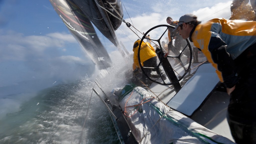 UK, Cowes. 10th August 2011. Abu Dhabi Ocean Racing entry in the Volvo Ocean Race 2011-12, training in the Solent prior to the start of the Rolex Fastnet Race. photo copyright Ian Roman/Volvo Ocean Race http://www.volvooceanrace.com taken at  and featuring the  class