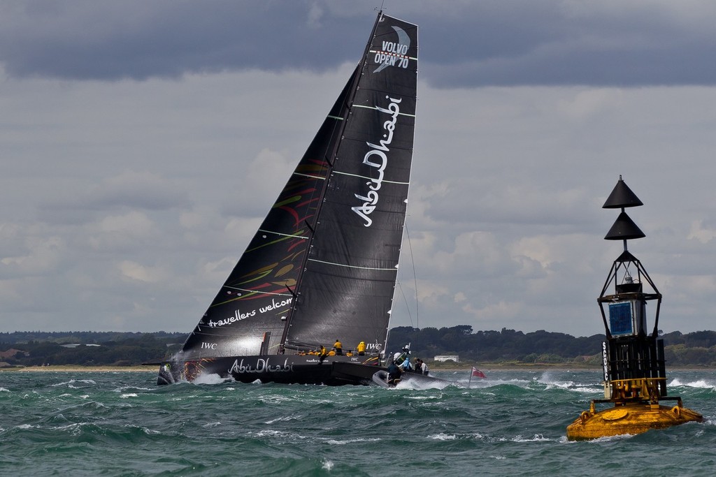 UK, Solent. 14th August 2011. Abu Dhabi Ocean Racing skippered by Ian Walker from the UK passes the Cardinal mark at the start of the Rolex Fastnet Race. -  - Volvo Ocean Race - Rolex Fastent Race photo copyright Volvo Ocean Race http://www.volvooceanrace.com taken at  and featuring the  class