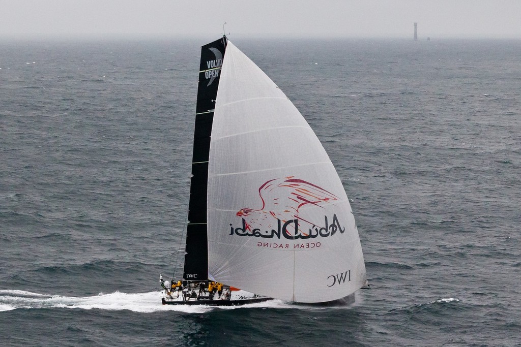 Abu Dhabi Ocean Racing, skippered by Ian Walker from the UK, at the finish of the Rolex Fastnet Race. photo copyright Ian Roman/Volvo Ocean Race http://www.volvooceanrace.com taken at  and featuring the  class