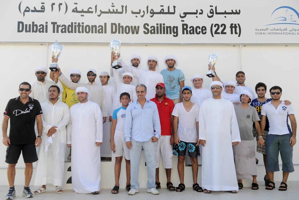Winning teams at prize giving - Dubai Traditional 22ft Sailing Dhow Race 23rd September 2011 photo copyright DIMC taken at  and featuring the  class