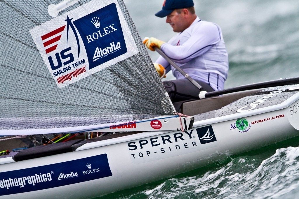 To coincide with the announcement of the 2012 Olympic and Paralympic Teams in early 2012, all of the athletes’ equipment – from mainsails to hulls – will be branded with the new USSTAG logo similar to the prototype shown in this photo of Olympic Silver Medalist Zach Railey and his Finn © Amory Ross http://www.amoryross.com