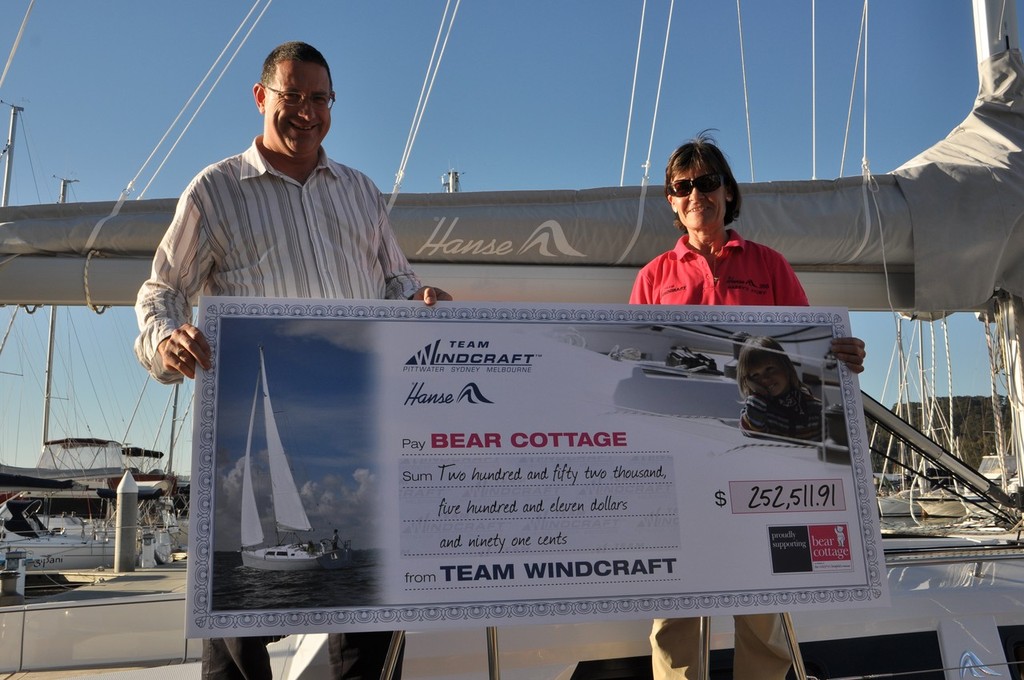 Handing over the cheque to CEO of Bear Cottage, Matthew Seidl. photo copyright Windcraft Australia www.windcraft.com.au taken at  and featuring the  class