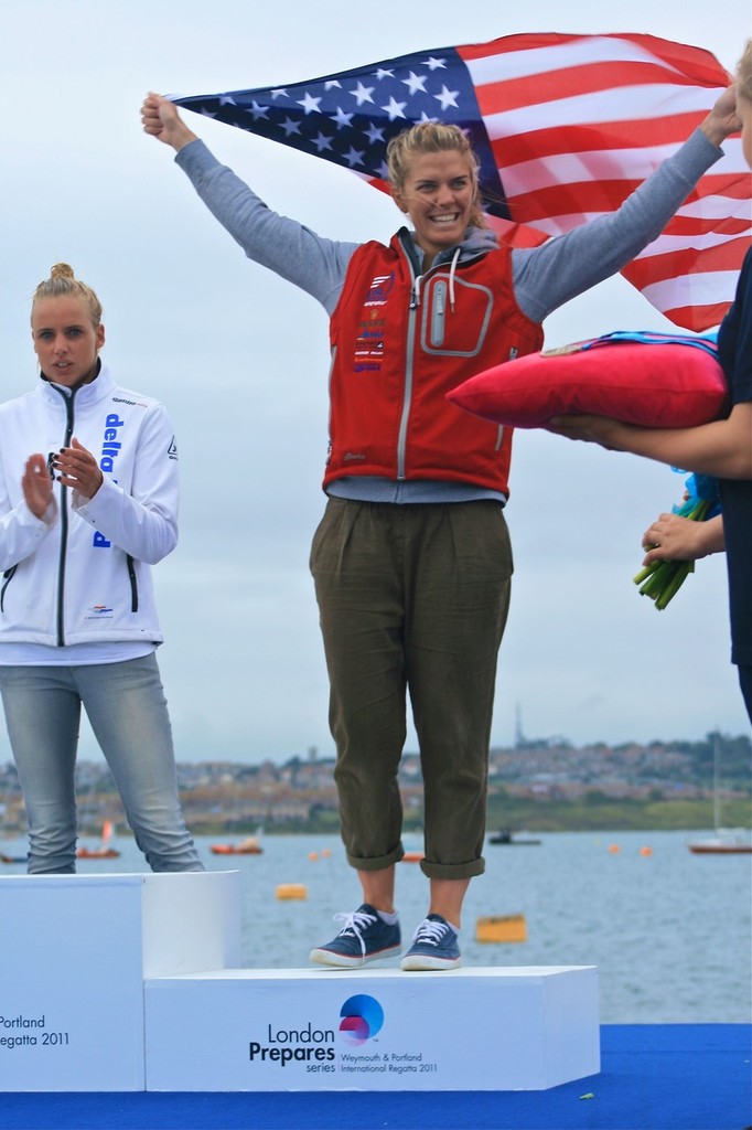 Paige on the podium - Weymouth and Portland International Regatta 2011 photo copyright US Sailing Team AlphaGraphics http://sailingteams.ussailing.org taken at  and featuring the  class